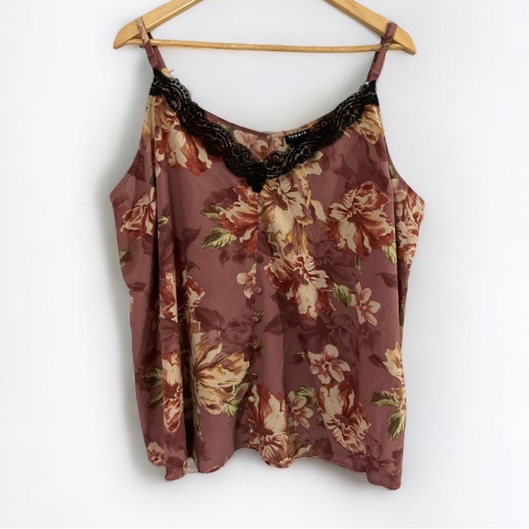 Torrid Chablis Lace Trim Cami Camisole W/ Black Lace V Neck Women’s 12 - Picture 1 of 14